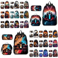 Mochila deportiva para coche de carreras Bolso de hombro escolar Bolsa de almuerzo aislada Estuche para lápices