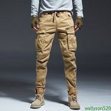 Pantalones largos informales para hombre escuela universidad bolsillos de carga monos pantalones ropa de trabajo