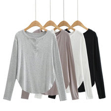 Camiseta para mujer Moda Tendencia Cuello Redondo Manga Larga Suelta Informal Larga Prendas para el torso
