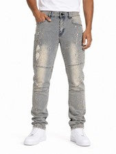 Pantalones de mezclilla ajustados Ministry of Fashion para hombre color índigo claro desgastados nuevos con etiquetas 38