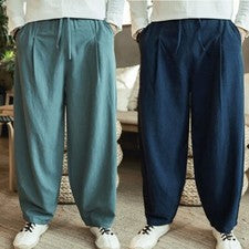 Hombres Pantalones Largos Informales Estilo Chino Pantalones Bloomers Kung Fu Entrenamiento Verano