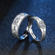 Endless Love Matching Couple Rings for Him and Her Set, Adjustable S925