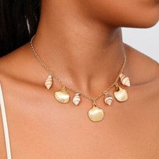 Collar de cadena con concha de océano joyería playa estrella de mar sirena de mar