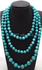 Genuino Natural 8mm y 12mm Azul Turquesa Redondo Gemas Cuentas Joyería Collar 18-48"