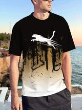 Camiseta manga corta cuello redondo estampado leopardo degradado vibrante hombre