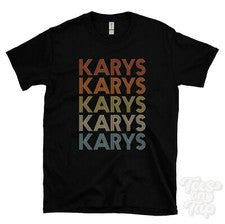 CAMISETA KARYS ESTILO RETRO REPETIDO Hombre y Mujer Novedad Genial Nombre Regalo