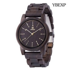 Reloj de pulsera UWOOD para hombre de madera negra de madera maciza natural para regalo de Navidad
