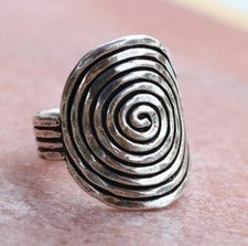 Anillo espiral étnico liso de plata esterlina 925 joyería pequeñas gemas reales