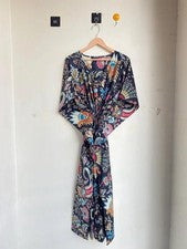 Caftán de algodón indio, caftán corona azul, ropa de moda para mujer caftán EE. UU.