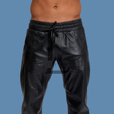 Pantalón de cuero negro para hombre Pantalón de cuero genuino de piel de cordero estilo clásico
