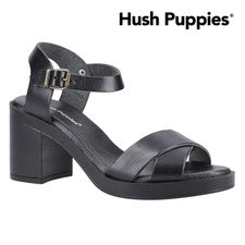 Sandalias de tacón de cuero suave para mujer Hush Puppies Georgia zapatos cómodos para dama