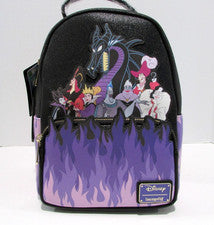 Mini mochila Disney Loungefly Villains Purple Flames nueva con etiquetas
