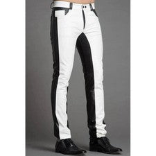 Pantalones de cuero genuino de piel de cordero para hombre Pantalones de motociclista Informales Elegantes Fiesta Wea