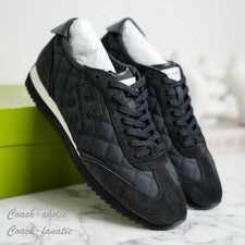 Zapatilla deportiva Tory Burch T-Logo Vintage 2,0 pulgadas Rubbzerized mate PU negra nueva en caja