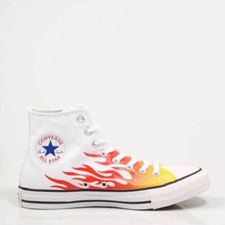 Zapatos Converse Chuck Taylor All Star Hi Top Estampado de Archivo de Llamas Blancos 9.5 M/11W