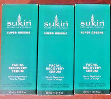 3x Suero de recuperación facial Sukin Super Greens 1,01 fl oz (30 ml) NUEVO - 3 botellas