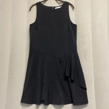 Vestido para mujer Susana Monaco talla 8 volantes plisado mini diseñador negro de lujo nuevo con etiquetas
