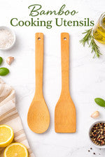 2x CUCHARAS DE BAMBÚ Espátula de Madera Cuchara Cocina Utensilios de Cocina Herramientas Turner Set