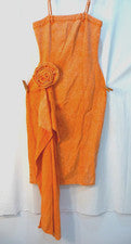 VESTIDO MIDI FUNKY DE MEZCLILLA PARA MUJER FASHION NOVA J NUEVO CON ETIQUETAS Talla S Naranja