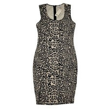 Vestido midi ceñido al cuerpo sin mangas con leopardo de las nieves Bar III mediano negro blanco roto