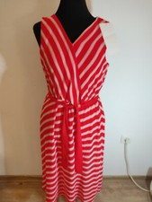 Vestido de verano ligero sin mangas MISS VIA chices rayas rojas talla 38 NUEVO K
