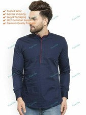 Ropa india sólida india camisa de moda para hombre vestido indio corto de alg...
