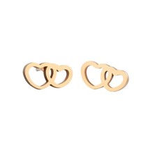 Pendientes Doble Corazón Oro Pendientes Joyería Acero Inoxidable Bisutería Regalo