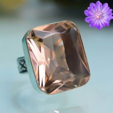 Anillo de joyería hecho a mano de plata esterlina 925 ovalado de piedras preciosas de morganita regalo para ella