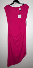Vestido midi asimétrico rosa neón Premier Amour para mujer talla 10 sin mangas $69