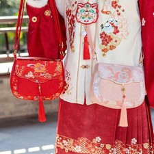 Bolso de Hanfu Retro Estilo Chino para Mujer con Borla Accesorio Bandolera Bolso de Tela