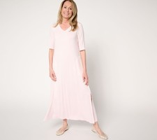 Vestido para mujer Gloria Vanderbilt talla M rayón spandex manga codo maxi rosa