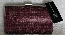 I.N.C. Bolso sin asas Ranndi para mujer - fucsia y brezo de malla brillante - plateado nuevo