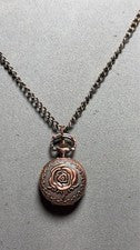 Reloj Bolsillo Cuarzo Cobre Vintage Cadena Colgante Dama Oro Rosa