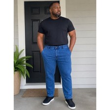 Pantalones de mezclilla Voeeron de moda para hombre calce relajado cintura elástica lavado medio 40x28 7812