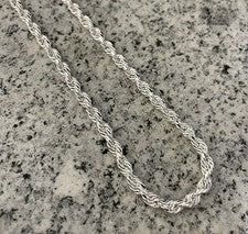 Collar de cadena de cuerda de eslabones retorcidos de plata de ley 925 para hombre y niño grueso 3,5 mm Italia