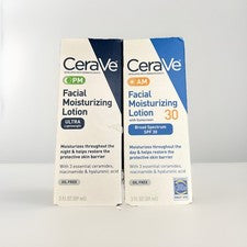 CeraVe AM/PM Loción Hidratante Facial Cuidado de la Piel Set Ultra Ligero, 3oz Nuevo