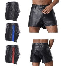 Ropa interior sexy para hombre calzoncillos boxer pantalones de carga estilo motocicleta pantalones cortos Sissy PU