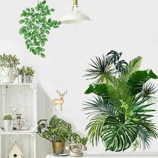 1 Juego de 4 Piezas Pegatinas de Pared Plantas Verdes Estilo Nórdico Calcomanía de Pared Decoración del Hogar