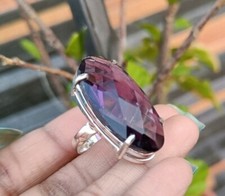 Anillo Boho Amatista Plata 925 Sólida Hecho a Mano Anillo de Punta Declaración Todas las Tallas SR496
