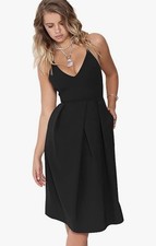 Nuevo con etiquetas Vestido Eliacher Cuello en V Profundo Correa de Espagueti Ajustable con Bolsillos Negro Talla S