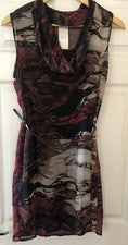 Vestido de chifón con cinturón para mujer rojo negro y beige talla única de Chez Boutique