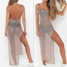 Vestido de playa de malla transparente de bikini de poliéster para mujer S XL sexy traje de baño