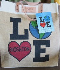 Bolso de Mano Brighton Love the Earth Arpillera Estilo Granjero Bolso Mercado Nuevo con Etiquetas