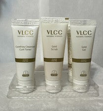 Kit facial dorado VLCC para complexión luminosa y radiante - 6 pasos - 1 g en cada paso