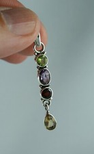 Edelstein Anhänger 925 Sterling Silber multistone Amethyst Peridot Citrin Granat