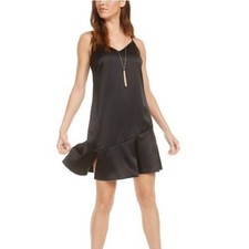 Vestido sin tirantes Bar III para mujer con dobladillo aleteado negro S