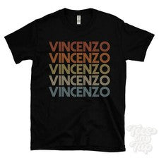 CAMISETA VINCENZO ESTILO RETRO REPETIDO Hombre y Mujer Novedad Genial Nombre Regalo