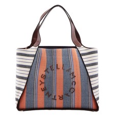 Bolso de Mano Stella McCartney Rayas Logo Bordado Algodón 502793WP0372-4134