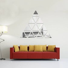 16 Piezas Acrílico Arte Adhesivo Espejo Decoración Pared Triángulo Patrón para Uso Doméstico