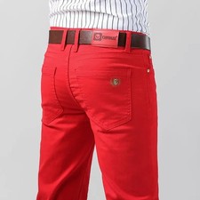 Pantalones de mezclilla ajustados elásticos informales simples informales de moda para hombre talla 28-40